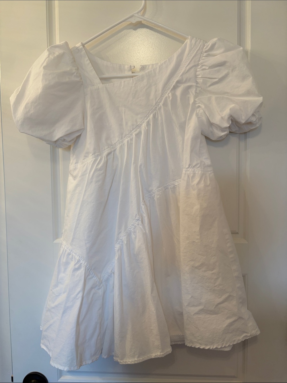 Zara White Puff-Sleeve Girls' Dress